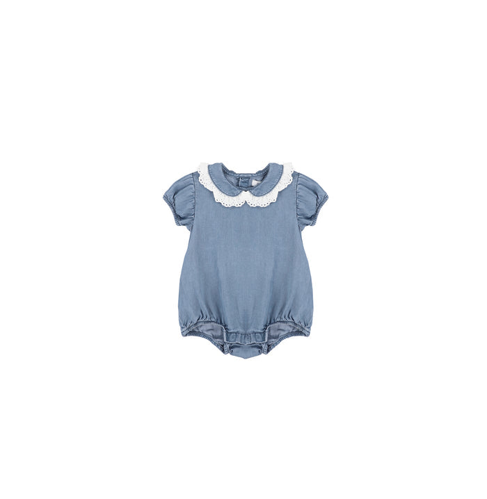 EYELET TRIM COLLAR ROMPER