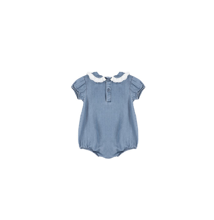 EYELET TRIM COLLAR ROMPER