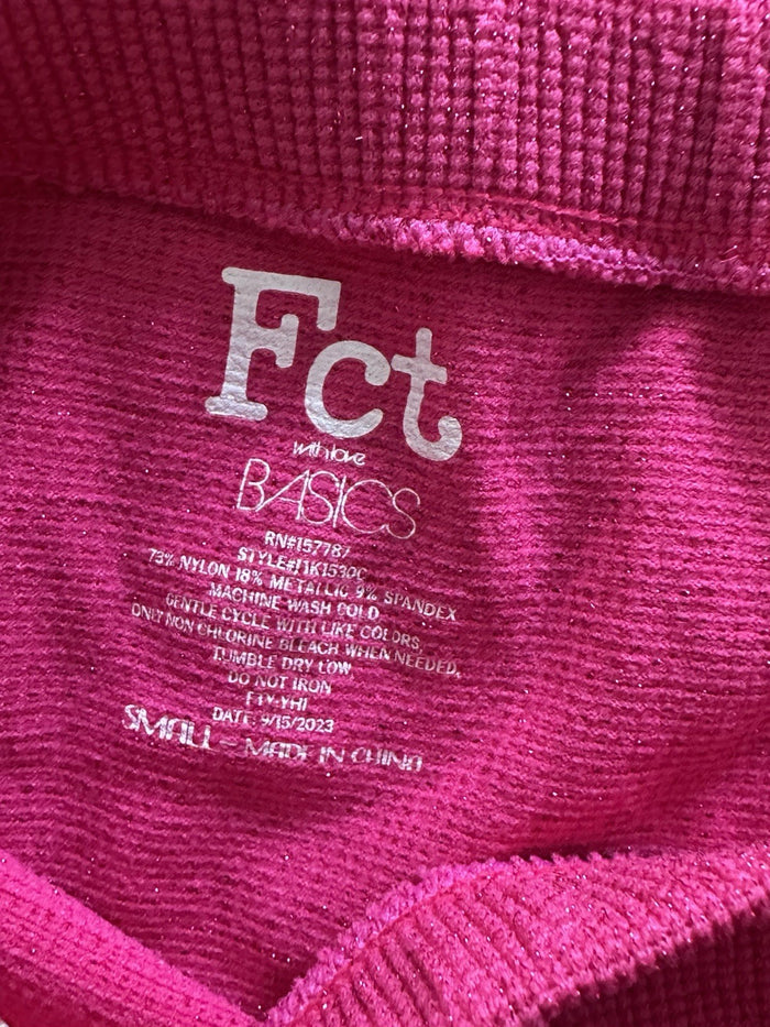 Fct Basics Women’s Fuchsia Solid Ankle Jumpsuit Stretch Elastic S/M