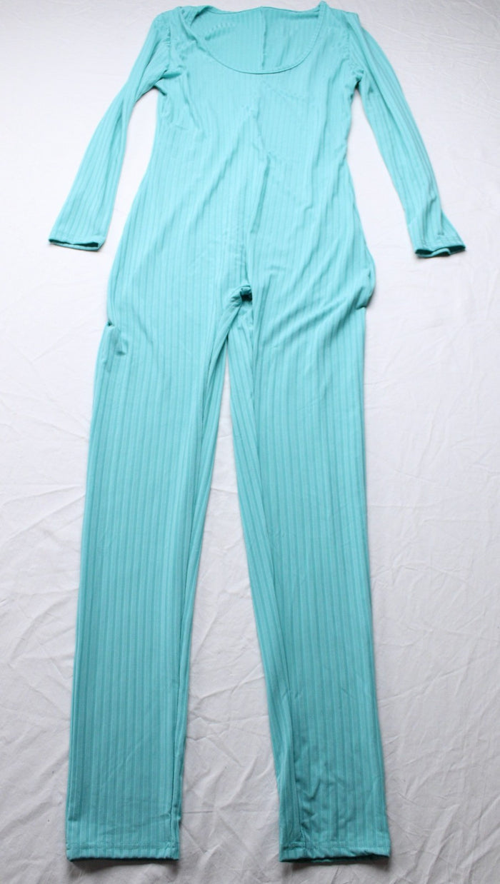 Feelin Myself Boutique Women's Give Me Body L/S Jumpsuit LB3 Turquoise Small