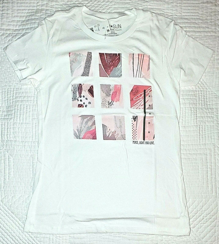 Fifth Sun - Women's White T-Shirt- "Peace, Light &Love"