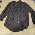 Flower Lace Tops for Women Casual Summer Rolled Long Sleeve Button V Neck Shirts