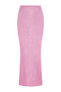 Front view of Fontelina Skirt showcasing elastic waist, straight-cut hem, and treble knit texture on a white background