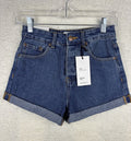 Forever 21 High Rise Denim Shorts Womens 24 Blue Jean Cuffed