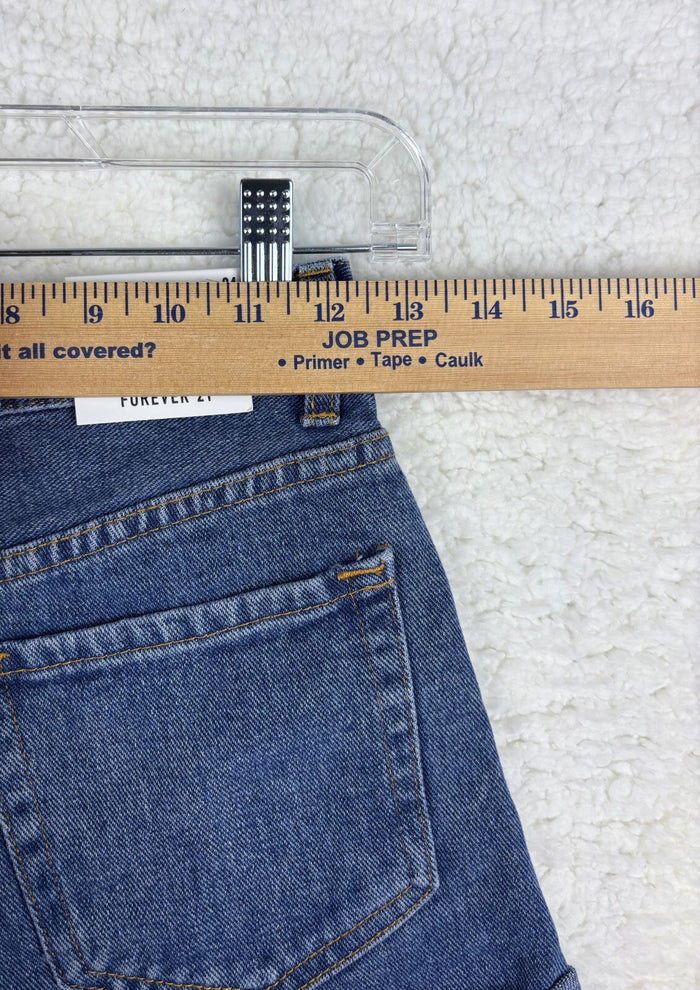 Forever 21 High Rise Denim Shorts Womens 24 Blue Jean Cuffed