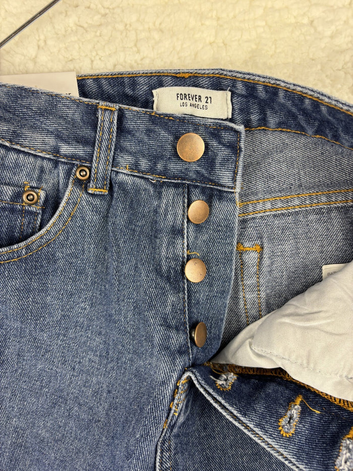 Forever 21 High Rise Denim Shorts Womens 24 Blue Jean Cuffed