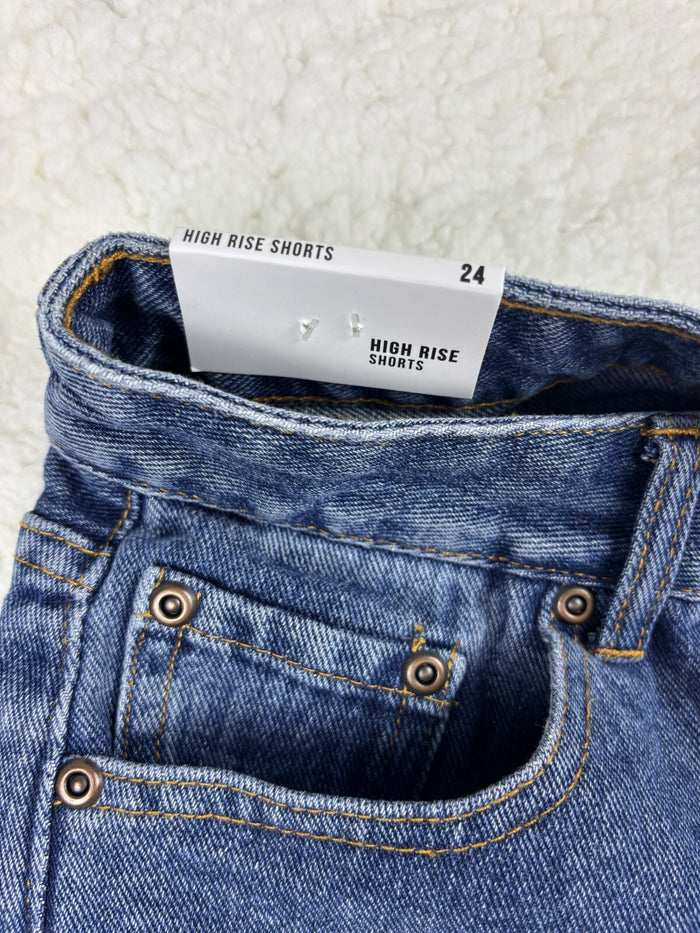 Forever 21 High Rise Denim Shorts Womens 24 Blue Jean Cuffed