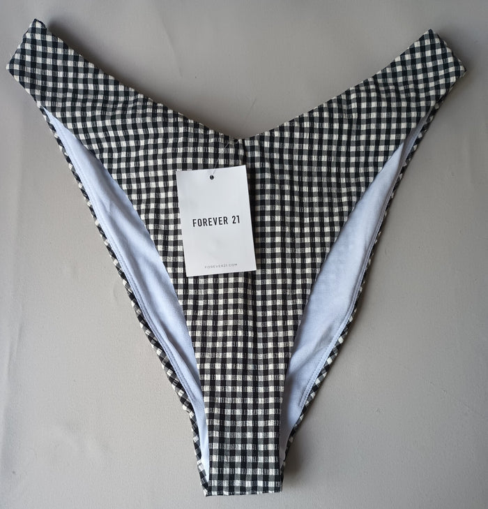 Forever 21 Large Check Bikini Swim Bottoms Hygienic Liner