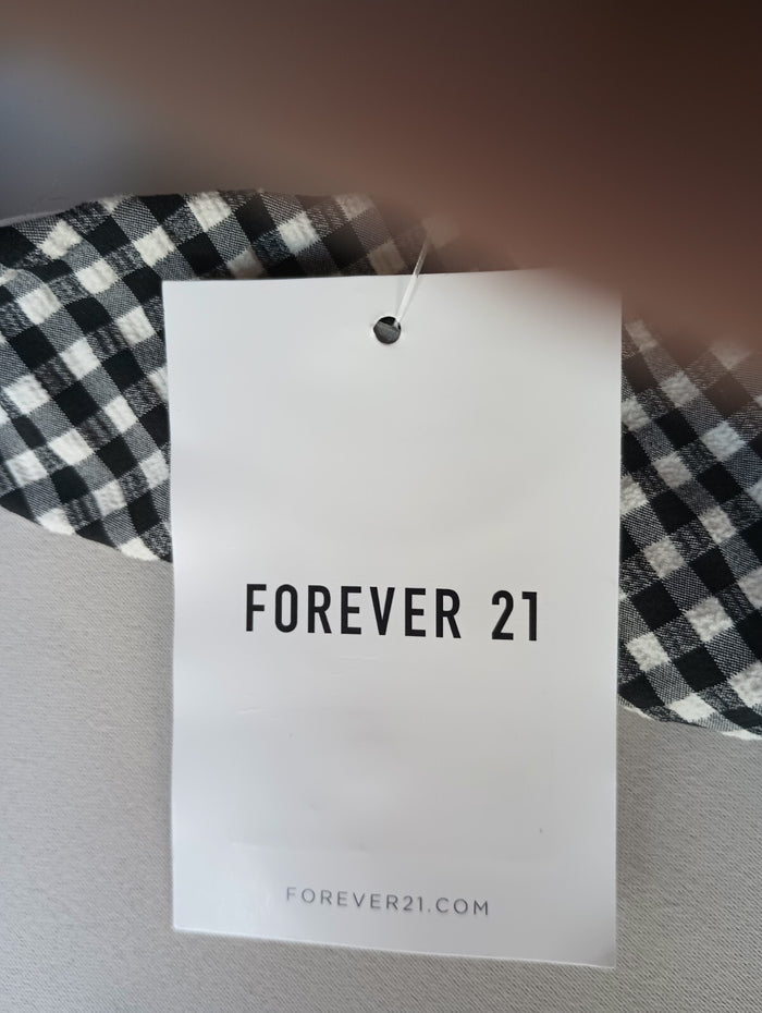Forever 21 Large Check Bikini Swim Bottoms Hygienic Liner