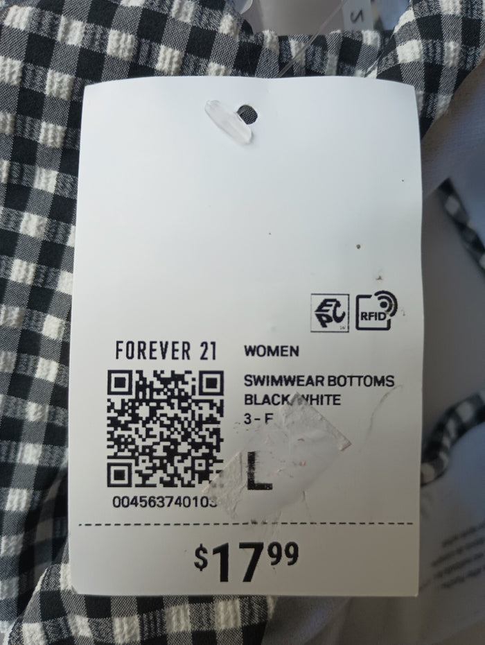 Forever 21 Large Check Bikini Swim Bottoms Hygienic Liner