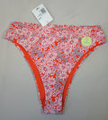 Forever 21 Large Fiesta Multi Floral Swim Bikini Bottoms Orange Pink White