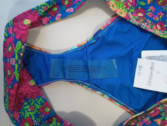 Forever 21 Large Swim Bikini Bottoms Blue Floral Hygienic Liner Fast Ship