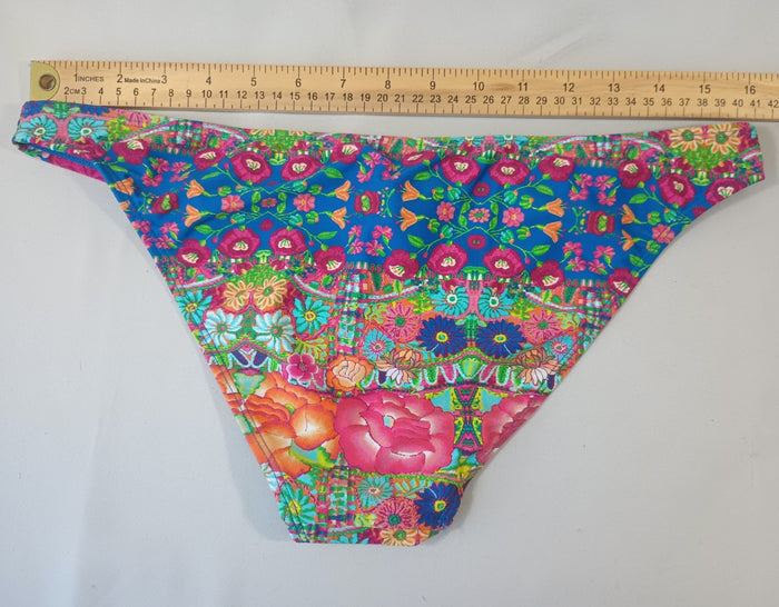 Forever 21 Large Swim Bikini Bottoms Blue Floral Hygienic Liner Fast Ship