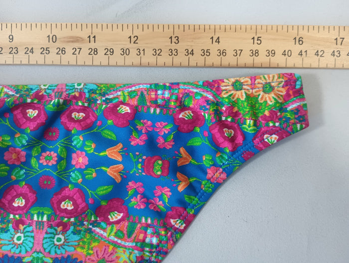 Forever 21 Large Swim Bikini Bottoms Blue Floral Hygienic Liner Fast Ship