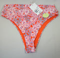 Forever 21 Medium Fiesta Multi Floral Swim Bikini Bottoms Orange Pink White