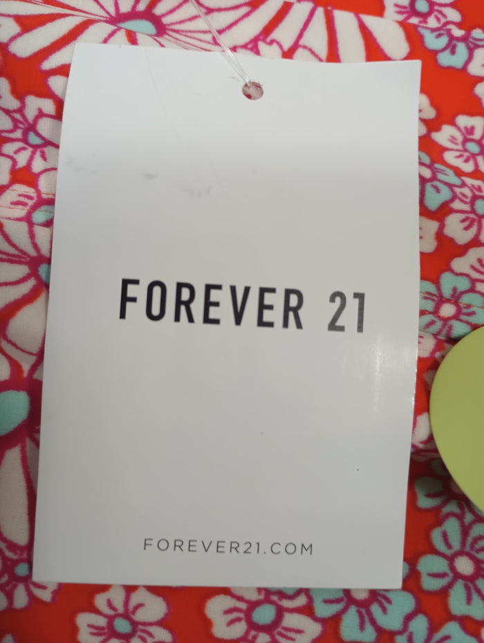 Forever 21 Medium Fiesta Multi Floral Swim Bikini Bottoms Orange Pink White