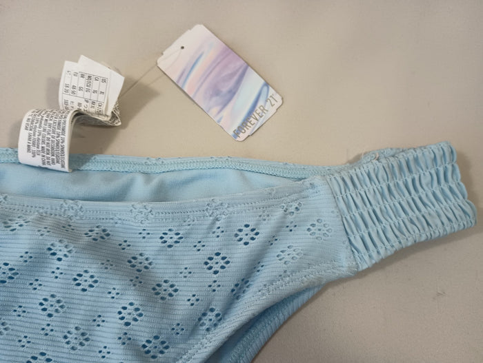 Forever 21 Medium Swim Bikini Bottoms Textured Light Blue Hygienic Liner