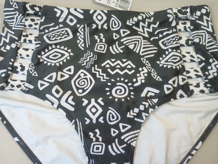 Forever 21 Plus 1X Black White Swim Bikini Bottoms Side Accent Hygiene Liner