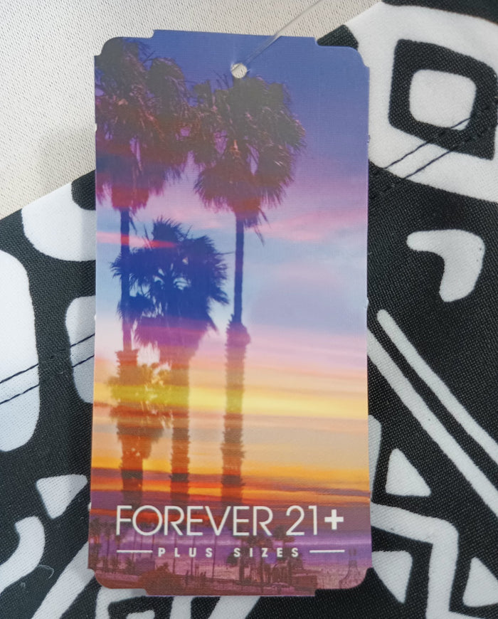 Forever 21 Plus 1X Black White Swim Bikini Bottoms Side Accent Hygiene Liner