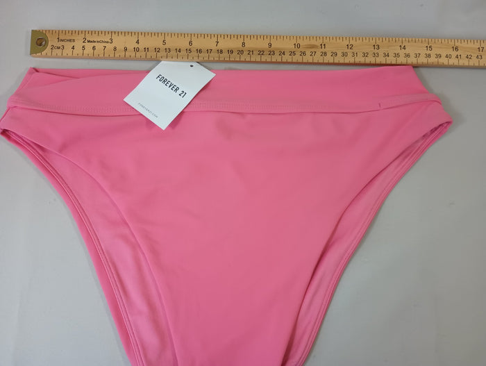 Forever 21 Plus 1X Pink Salmon Swim Bikini Bottoms Stretch Hygienic Liner