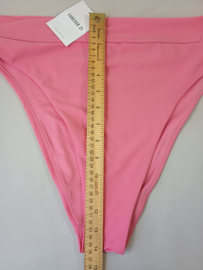 Forever 21 Plus 1X Pink Salmon Swim Bikini Bottoms Stretch Hygienic Liner