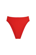 Front view of Formentera Bottom in Chili Pepper showing high-waisted, high-cut silhouette on white background