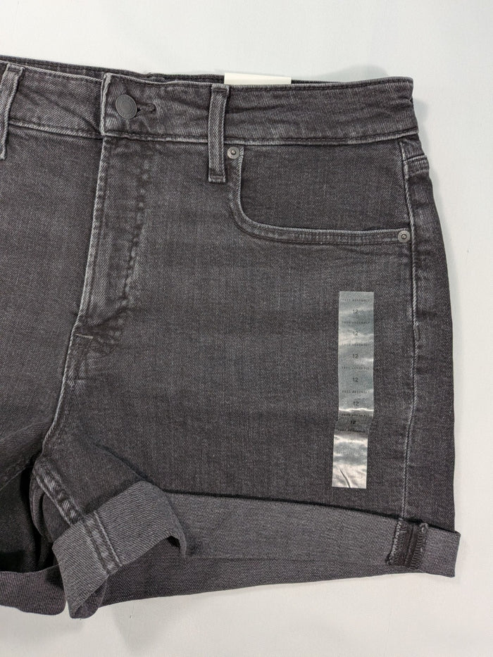 Free Assembly Women's 12 Black Rolled Cuff Jean Shorts Pockets