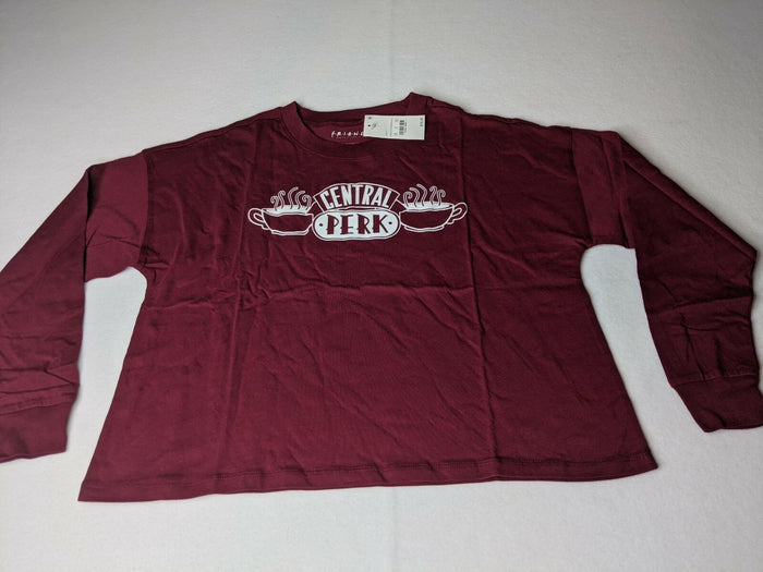 Friends Central Perk womens long sleeve shirt Merlot Small w/tags 50% off