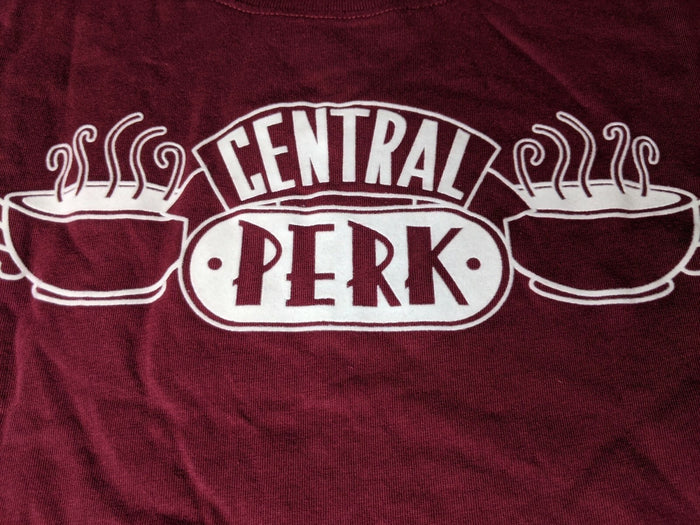 Friends Central Perk womens long sleeve shirt Merlot Small w/tags 50% off