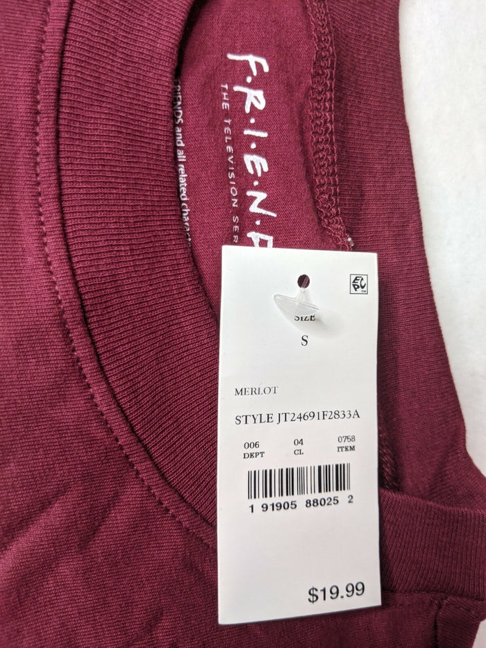 Friends Central Perk womens long sleeve shirt Merlot Small w/tags 50% off