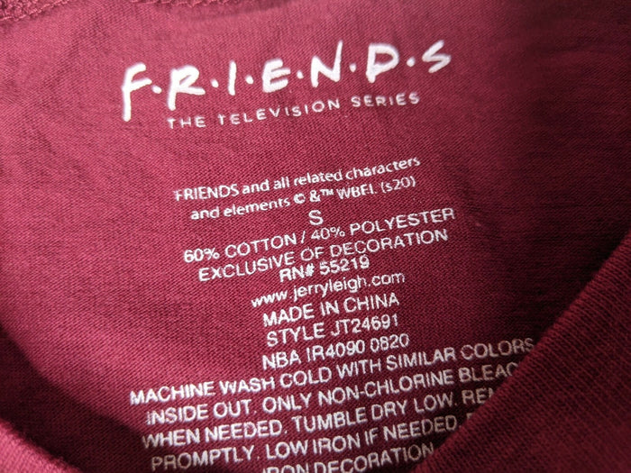 Friends Central Perk womens long sleeve shirt Merlot Small w/tags 50% off