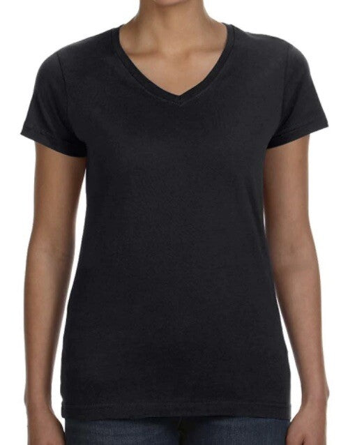 Fruit Of The Loom Women’s Medium T-Shirt Black Gray Eversoft V-Neck Cap Sleeve