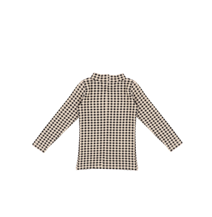 GINGHAM PRINTED MOCKNECK