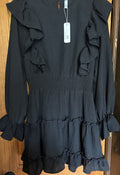 Glam Black LS Ruffle Dress Size Small Women's Party Dress