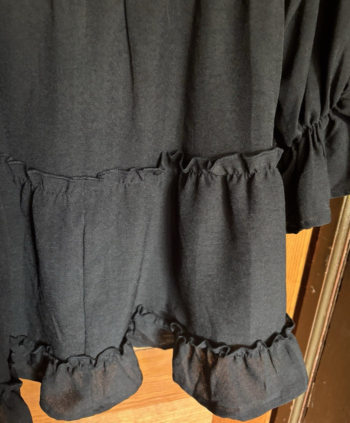 Glam Black LS Ruffle Dress Size Small Women's Party Dress