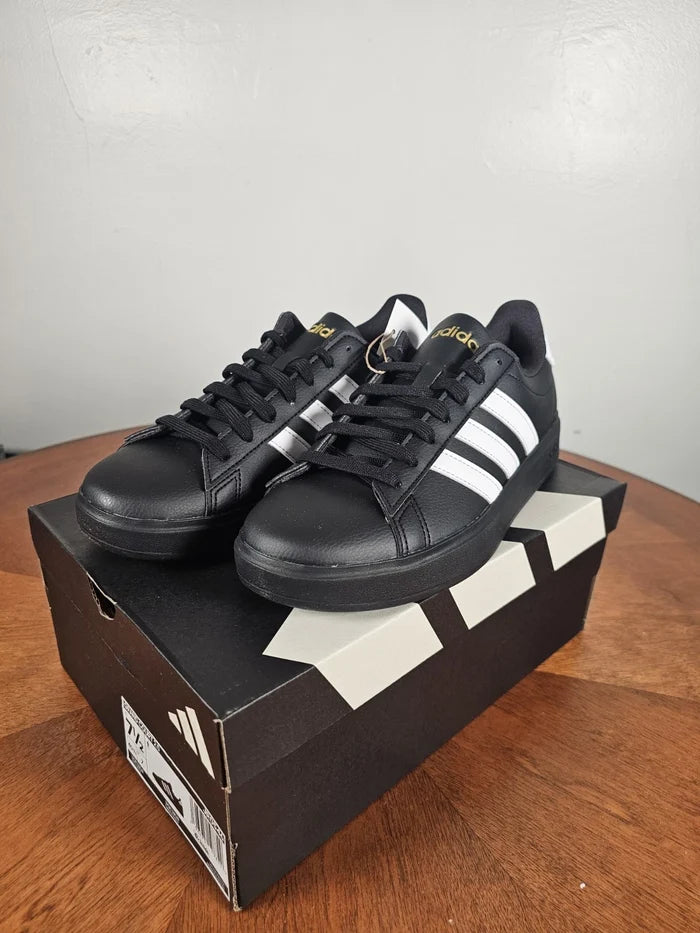 adidas Grand Court 2.0 Men's Sneakers Black White – Low Top Lace-Up, Size 7.5 New