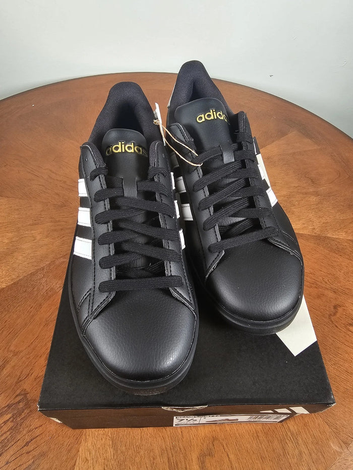 adidas Grand Court 2.0 Men's Sneakers Black White – Low Top Lace-Up, Size 7.5 New