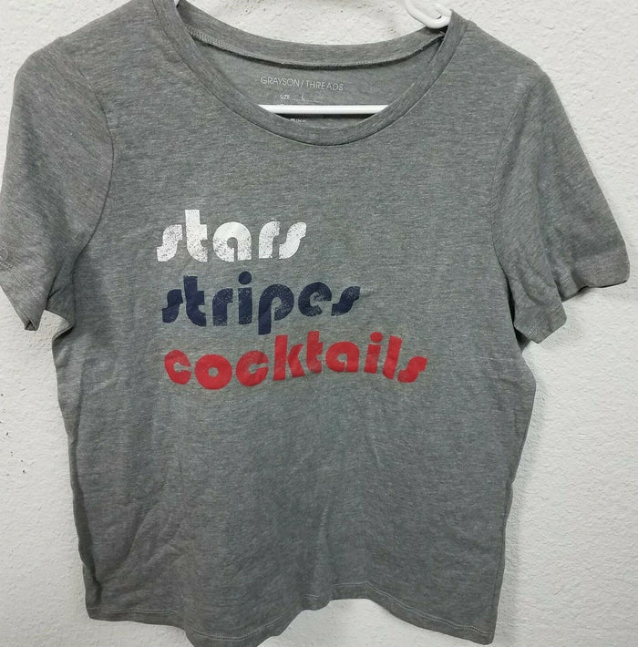 Grayson Threads Juniors' Stars and Stripes Short Sleeve Graphic T-Shirt, Gray