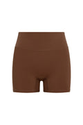 Front view of Griffith Short 6.25 inch in Cliffside brown showing high-rise waist and BodyLine Soft fabric