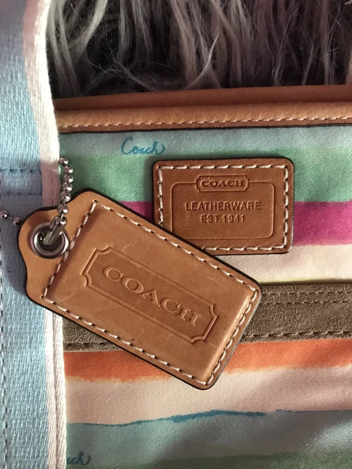 Coach Hampton Stripe Watercolor Satchel 10067 – Women's Tote Shoulder Handbag