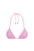 Front of Hanalei Top in Moonlight, triangle cups with removable padding and adjustable tie straps with gold hardware on white