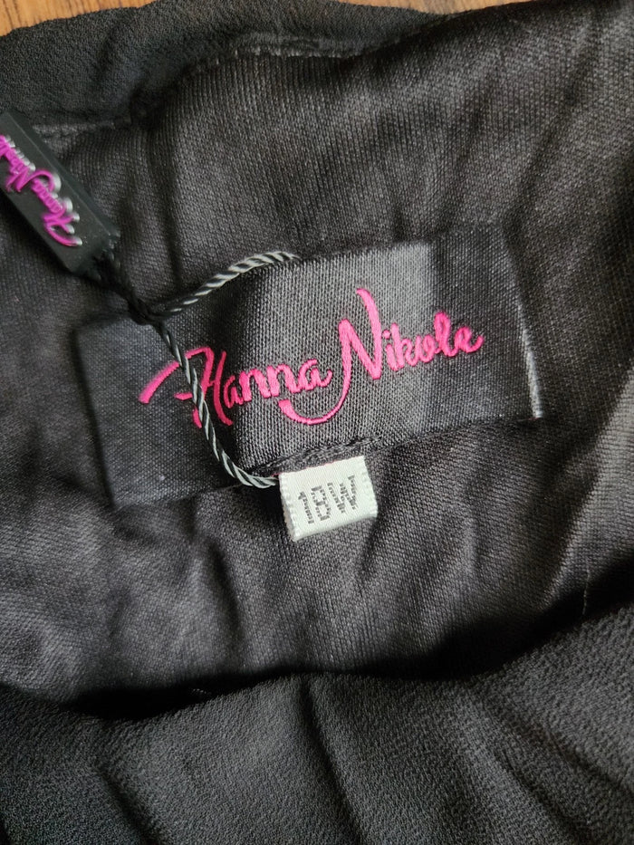 Hanna Nikole Plus Size Chiffon Dress for Women Black Flounce Sleeves 18W