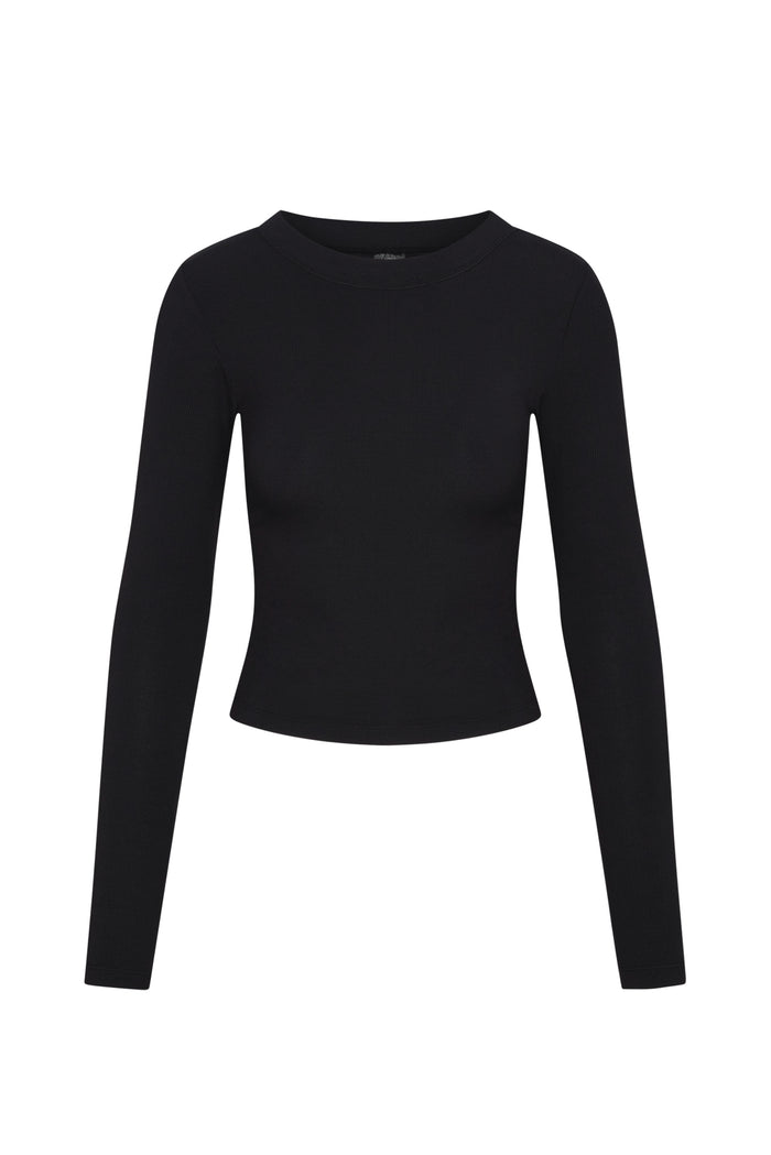 Hayworth Long Sleeve Long - Black Lightweight Rib