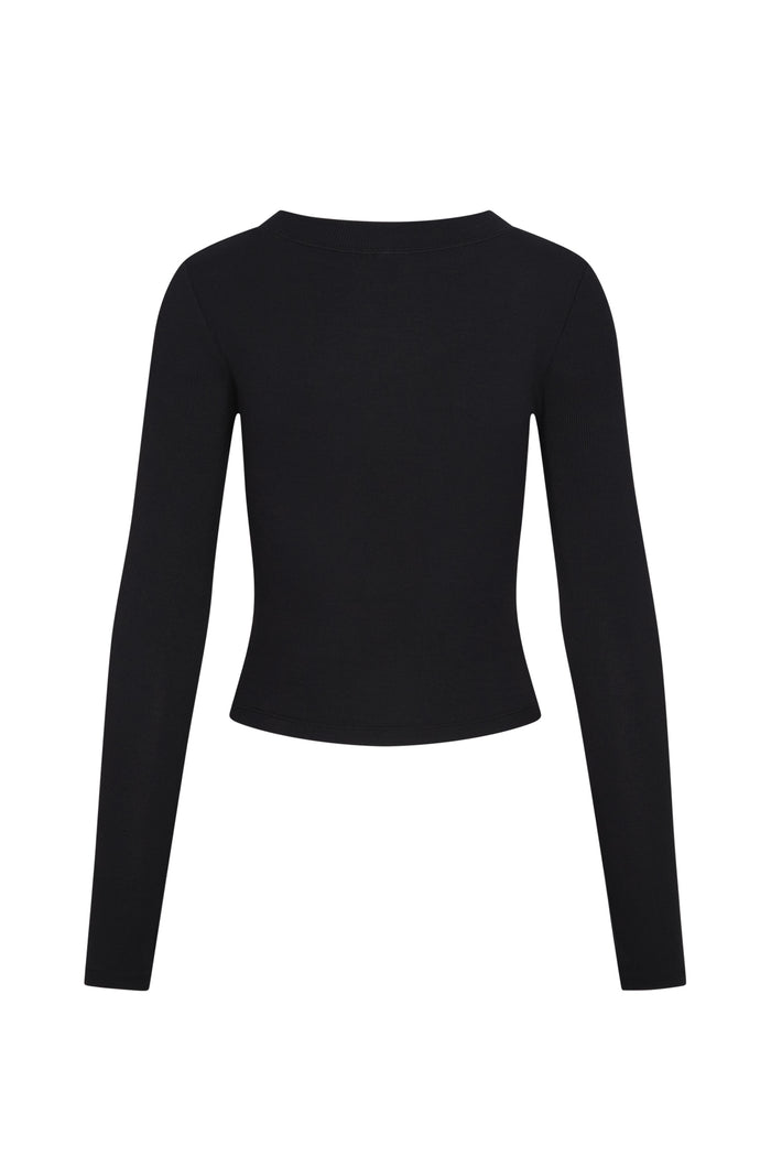 Hayworth Long Sleeve Long - Black Lightweight Rib