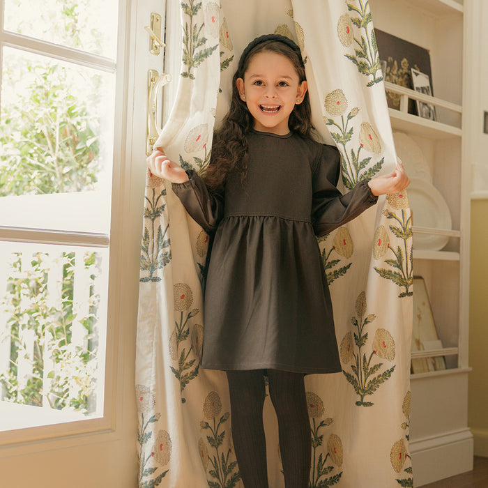 HERRINGBONE PUFF SLEEVE DRESS