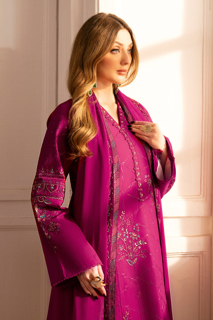 NAQSHI Hira pleated cambric straight trousers front view with crisp pleats and smooth texture complementing the shirt.