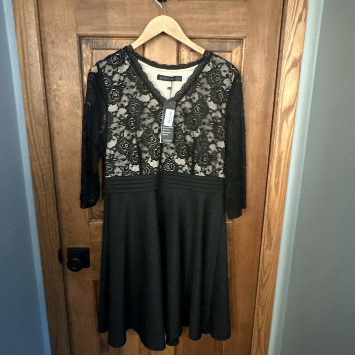 Homeyee Black Lace Cocktail Christmas Dress Party Lace US 12 Sleeves