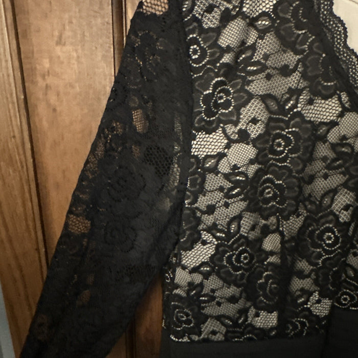 Homeyee Black Lace Cocktail Christmas Dress Party Lace US 12 Sleeves