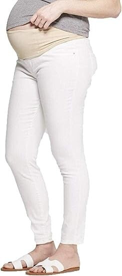 Ingrid & Isabel Women's Maternity Crossover Panel Skinny Jean, White, 4/27