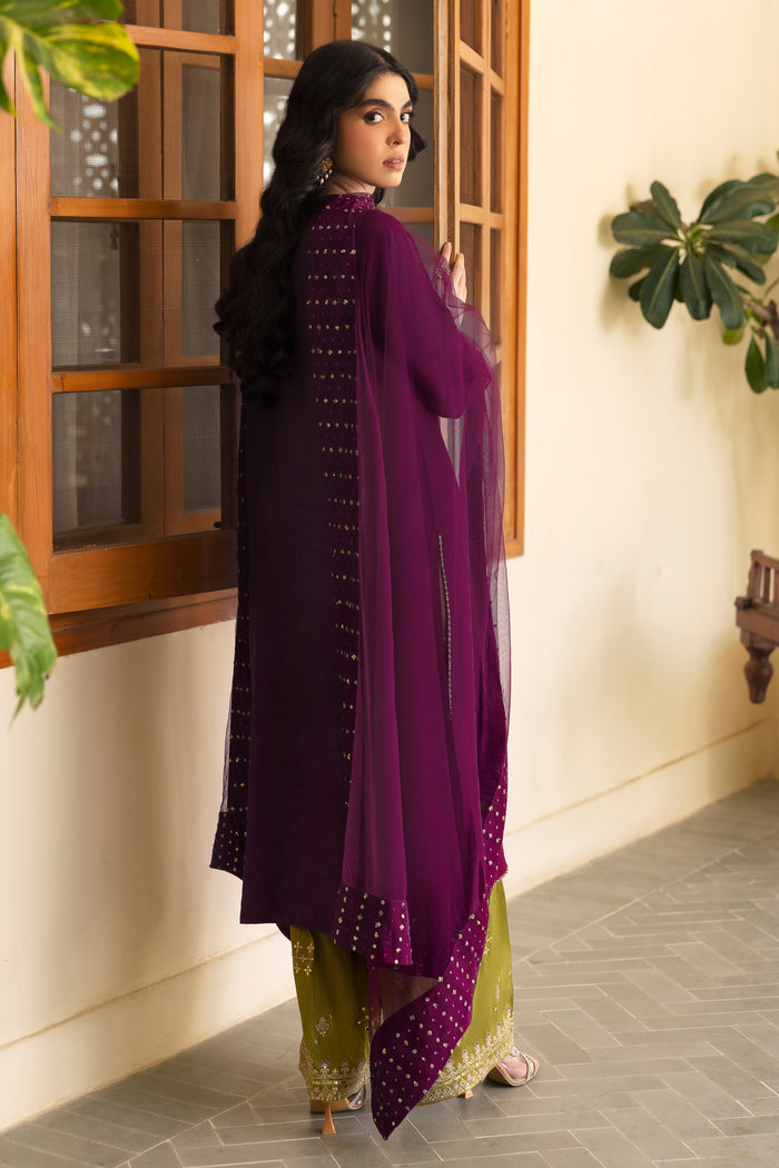 NAQSHI Irma net dupatta draped showing 4‑sided chunky border featuring pure hand-adda sitara-centric embellishments adding mystical shine.